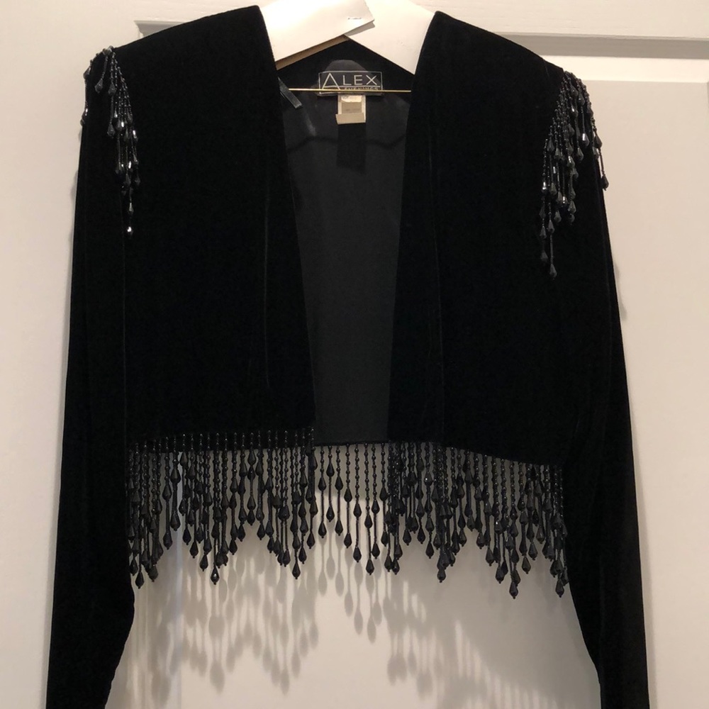 Vintage Black Velvet Beaded jacket